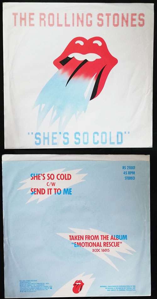 The Rolling Stones : She's so cold, 7" PS, Canada, 1980 - 7 €