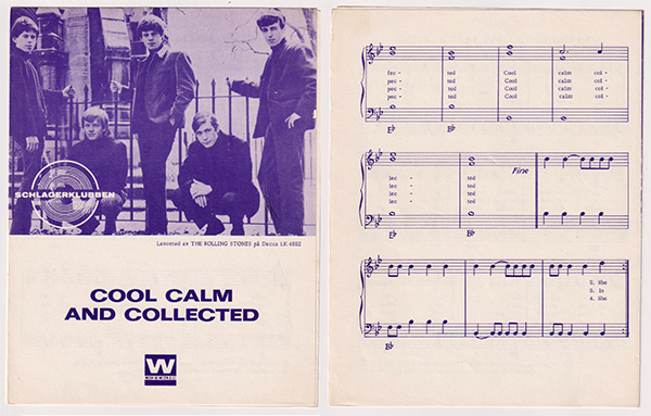 The Rolling Stones: Cool, Calm & Collected - Musikförlaget Essex AB, Sweden 1967, sheet music