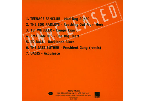 V/A sampler, incl. Oasis, Teenage Fanclub, Boo Radleys, 18 Wheeler, Ed Ball - Creation Unreleased - SONY SAMP 2821 France CD