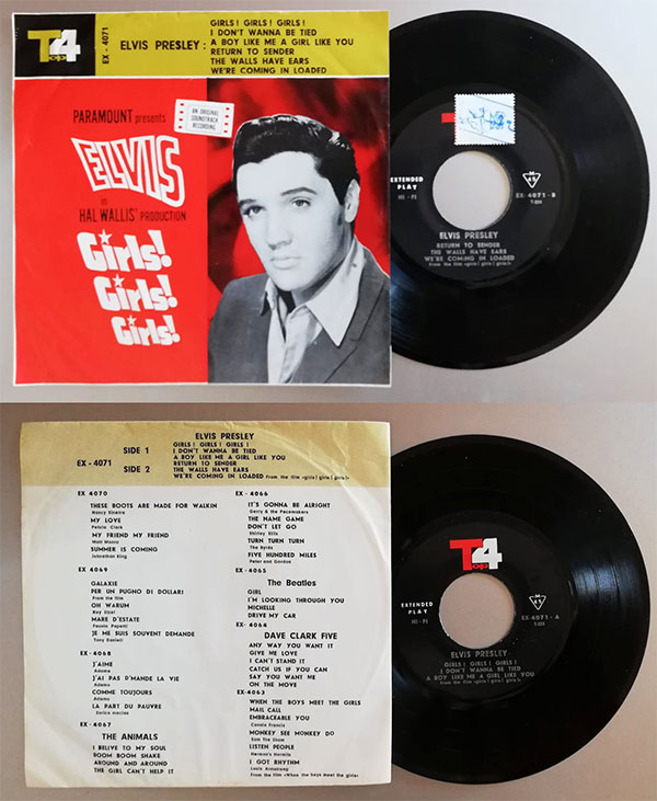 Elvis Presley: Girls! Girls! Girls! - Top 4 EX 4071, Iran 1965, 7" EP