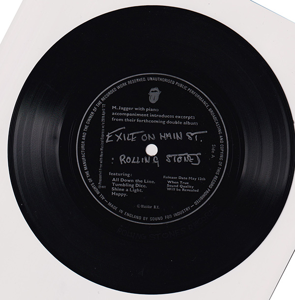 The Rolling Stones: Exile On Main Street excerpts - NME SFI 107, UK 1972, 7" flexi