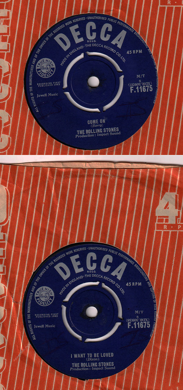 The Rolling Stones: Come On - Decca F.11675, UK 1963, 7" CS