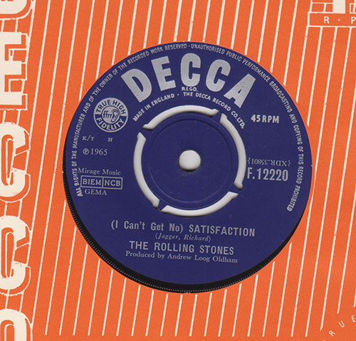 The Rolling Stones - (I Can't Get No) Satisfaction - Decca F.12220 UK 7" CS