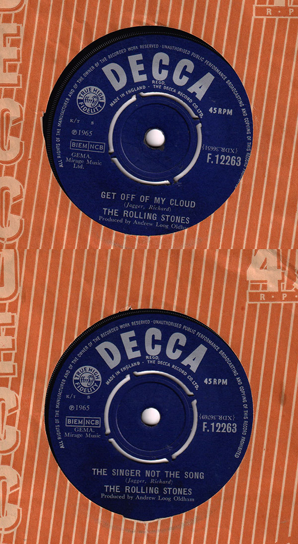 The Rolling Stones: Get Off Of My Cloud - Decca F.12263, UK 1965, 7" CS