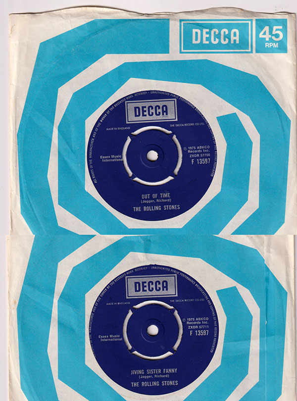 The Rolling Stones: Out Of Time - Decca F 13597, UK 1975, 7" CS
