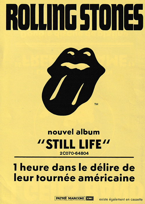 The Rolling Stones - flyer French tour 1982 Still Life -   France flyer