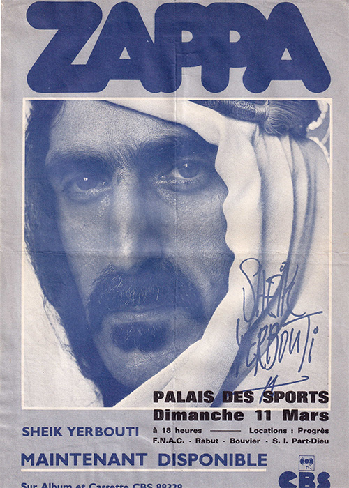 Frank Zappa - flyer for the Palais des Sports' show, Lyon, France, 1979 - CBS  France flyer