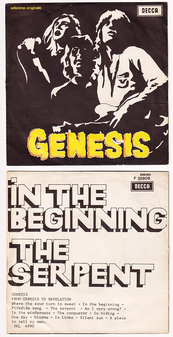 Genesis: In The Beginning - Decca F22909, Italy 1974, 7" PS