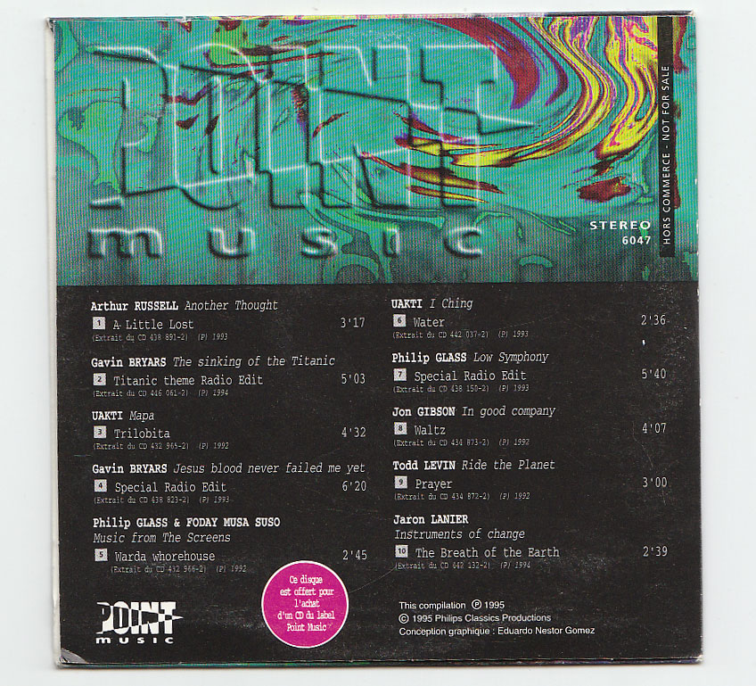 Arthur Russell, Gavin Bryars, Uakti, Philip Glass, Jon Gibson, Tod Levin - Nouvelles musiques du 21e siecle - Point Music 6047 France CD
