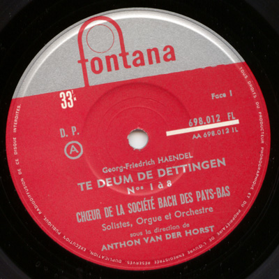Haendel - Te Deum de Dettingen - Fontana 698.012 FL France LP