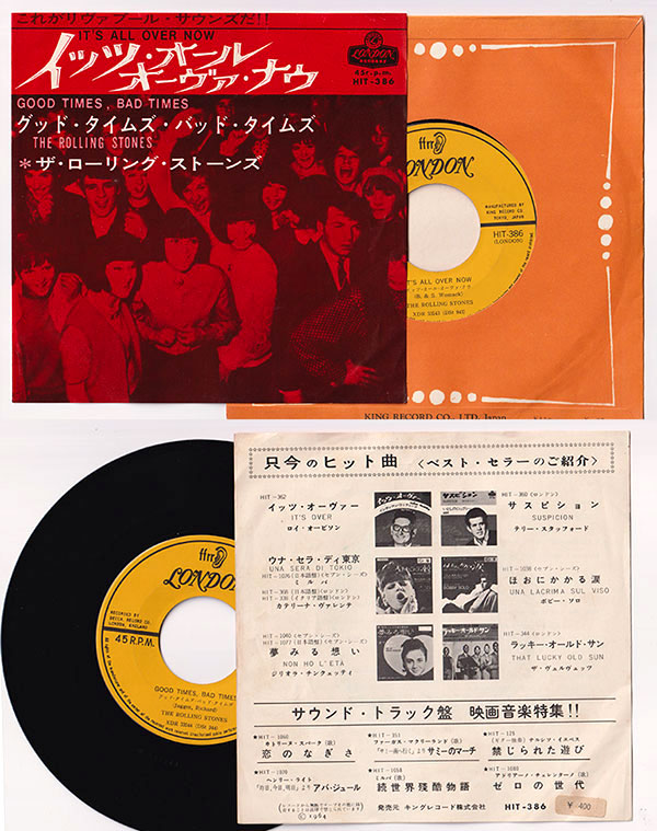 The Rolling Stones: It's All Over Now - London HIT 386, Japan 1964, 7" PS