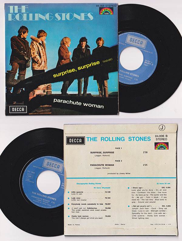 The Rolling Stones: Surprise, Surprise - Decca HP 84006, France 1971, 7" PS