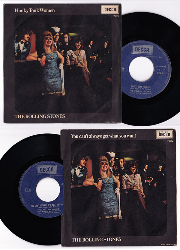 The Rolling Stones: Honky Tonk Women - Decca F 12952, Italy 1969, 7" PS