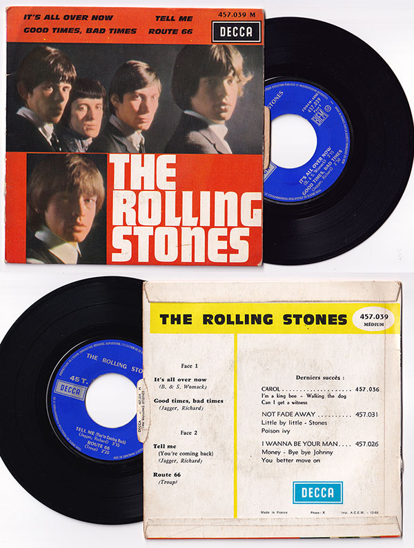 The Rolling Stones: It's All Over Now  - Decca 457.039, France 1968, 7" EP