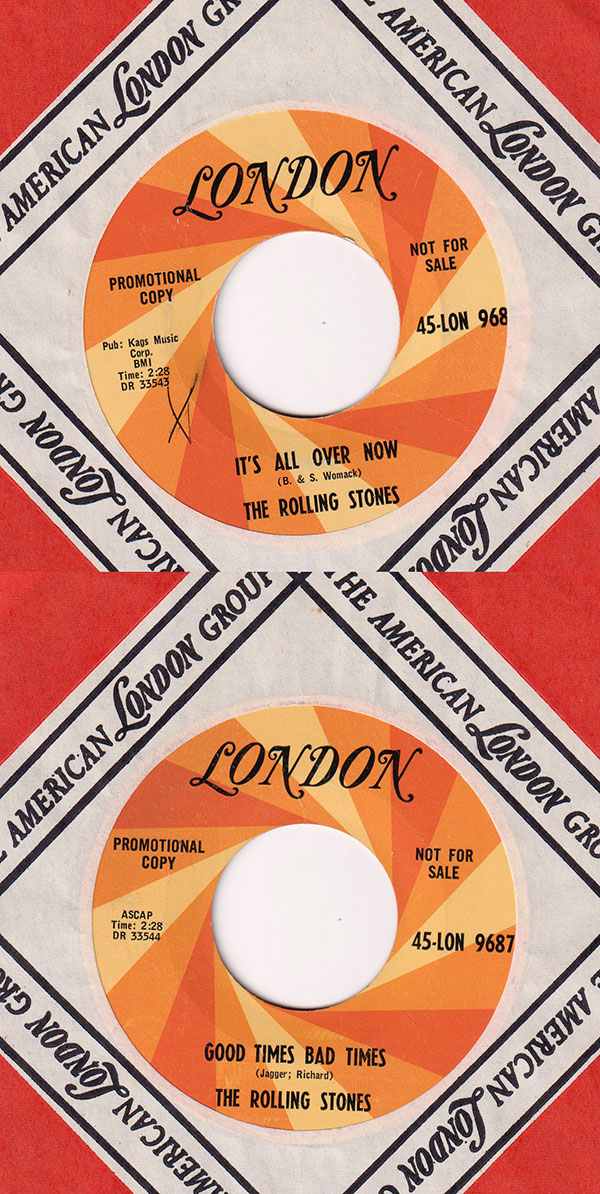 The Rolling Stones: It's All Over Now - London 45-LON 9687, USA 1964, 7" CS