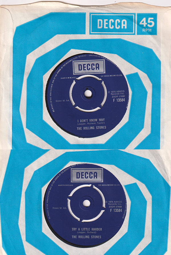 The Rolling Stones: I Don't Know Why - Decca F 13584, UK 1975, 7" CS