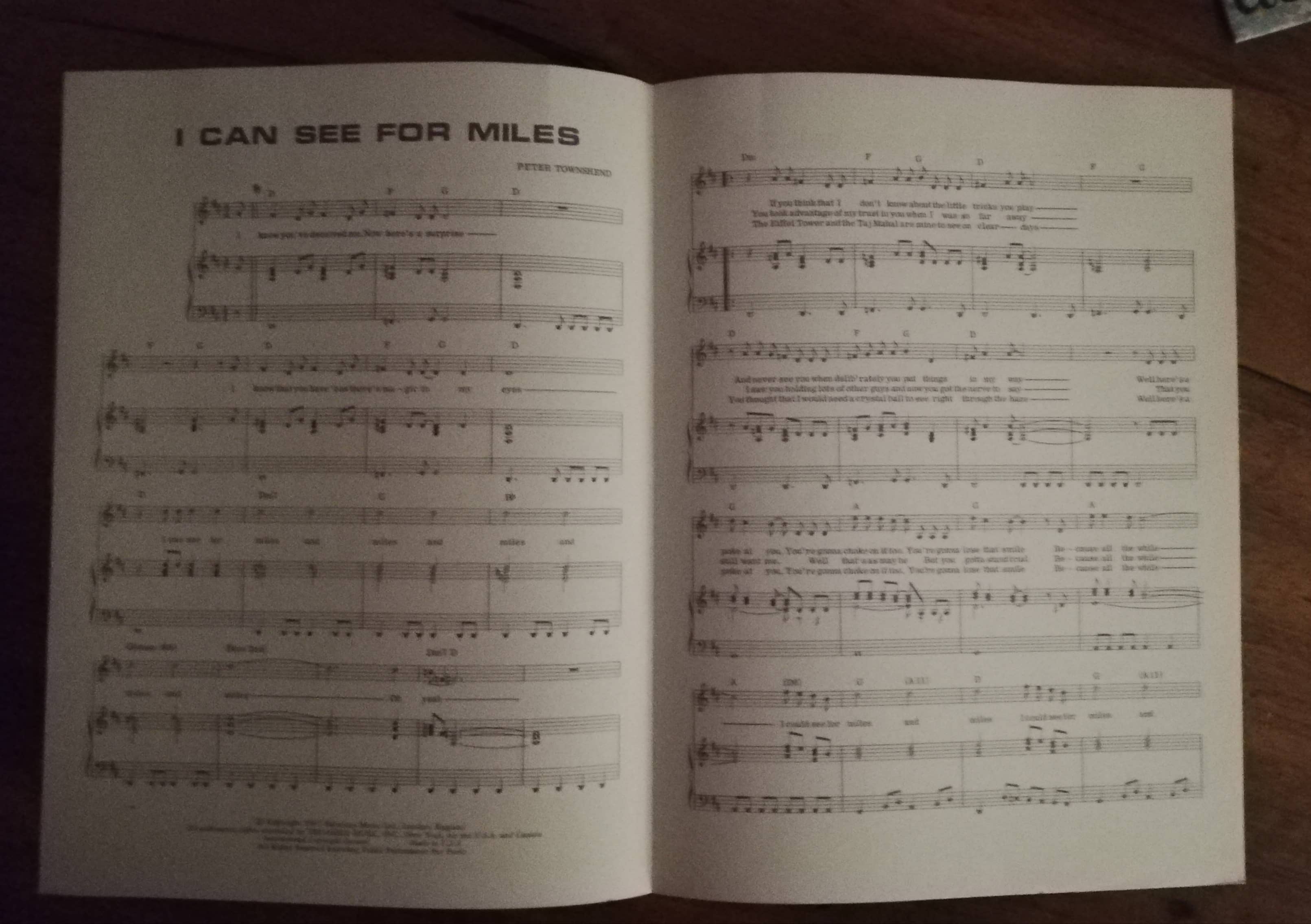 The Who - I Can See For Miles - The Richmond Organization  USA sheet music