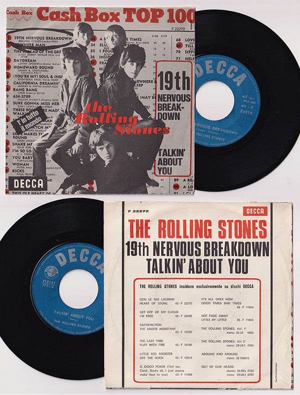 The Rolling Stones: 19th Nervous Breakdown, 7" PS, Italy, 1966 - 61 € The Rolling Stones: 19th Nervous Breakdown, 7" PS, Italy, 1966 - 61 €