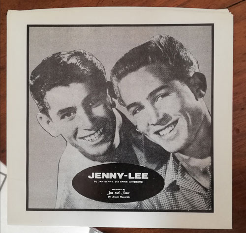 Jan & Arnie - Jennie Lee - Arwin Records  USA 7" PS