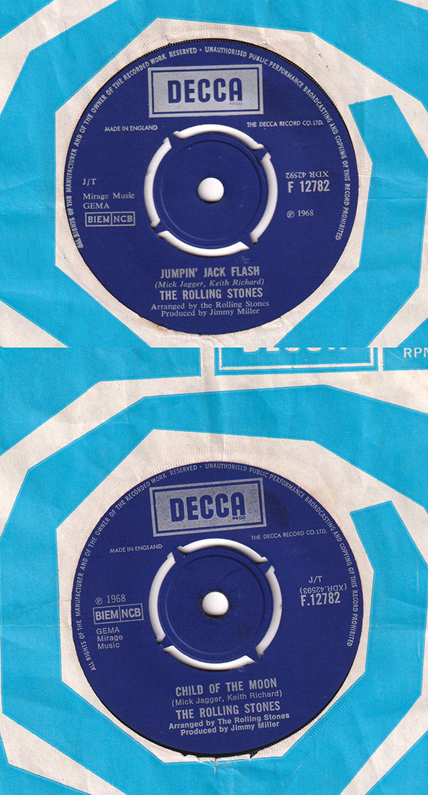 The Rolling Stones: Jumpin' Jack Flash - Decca F 12782 / F.12782, UK 1968, 7" CS