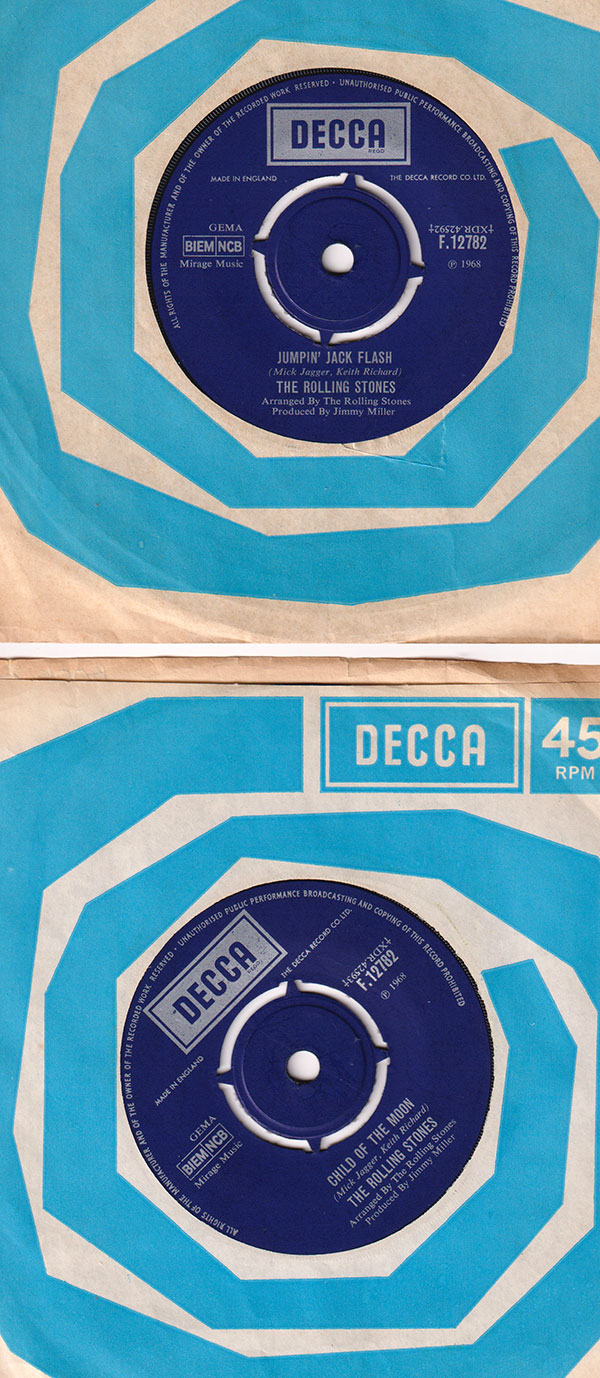 The Rolling Stones: Jumpin' Jack Flash - Decca F.12782, UK 1968, 7" CS