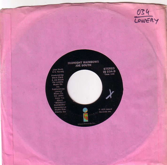 Joe South: Midnight Rainbows, 7", USA, 1975 - 6 €