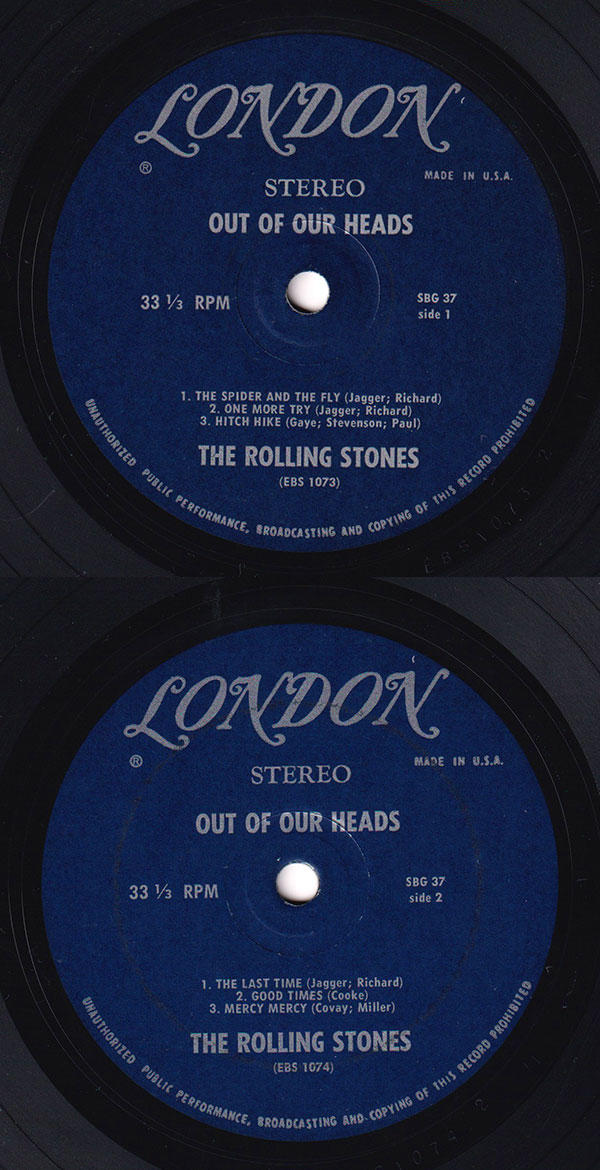 The Rolling Stones: Out Of Our Heads - London SBG 37, USA 1965, 7" EP