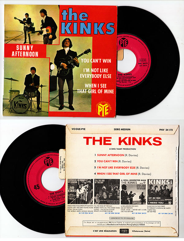 The Kinks : Sunny Afternoon, 7" EP, France, 1966 - $ 37.8