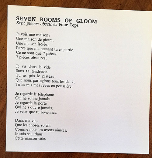 Four Tops - Seven Rooms of Gloom -   France sheet music