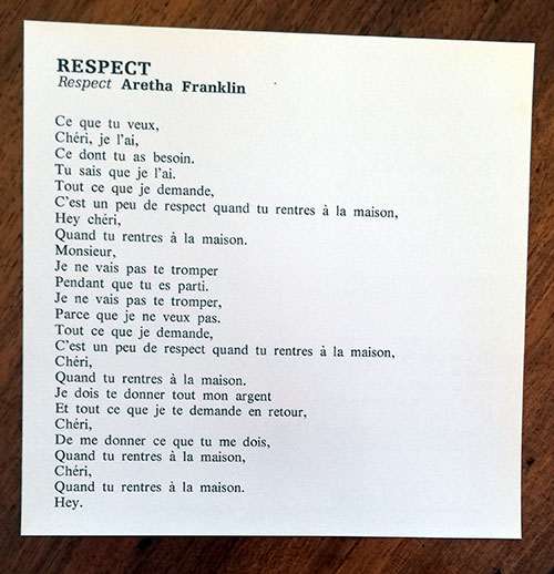 Aretha Franklin : Respect, sheet music, France, 1969 - 7 €