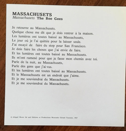 The Bee Gees: Massachusets, sheet music, France, 1969 - 7 €