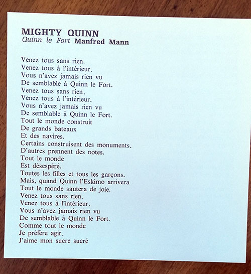 Manfred Mann : Mighty Quinn, sheet music, France, 1969 - $ 7.56