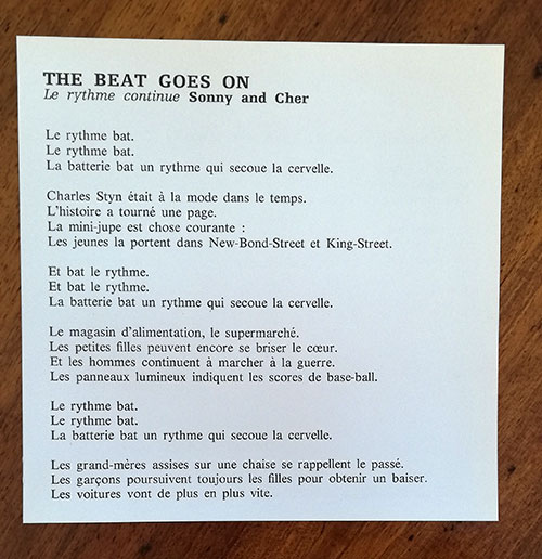 Sonny and Cher : The Beat Goes On, sheet music, France, 1969 - $ 8.64