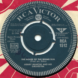 Henry Mancini : The House of the Rising Sun, 7", UK, 1966 - $ 16.2