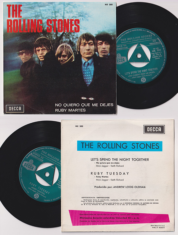 The Rolling Stones: Let's Spend The Night Together - Decca ME 300, Spain 1967, 7" PS