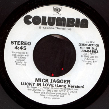 Mick  Jagger (Rolling Stones) : Lucky in Love, 7", USA, 1985 - 9 €