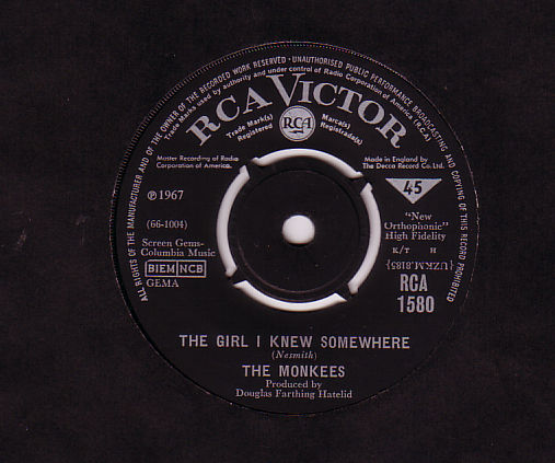 The Monkees - The Girl I Knew Somewhere - RCA 1580 UK 7"
