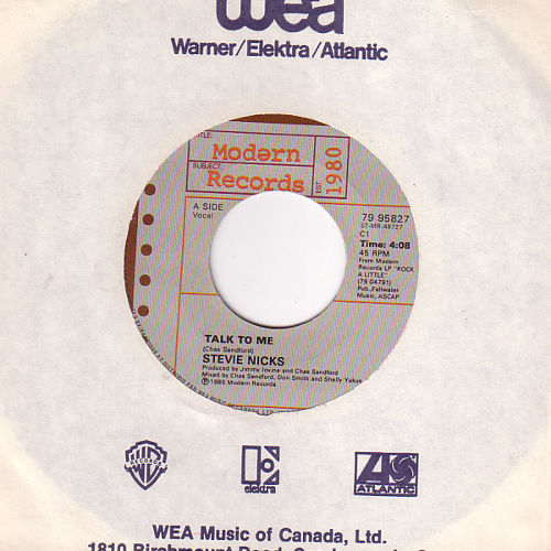 Stevie Nicks: Talk To Me, 7" CS, Canada, 1985 - 6 €