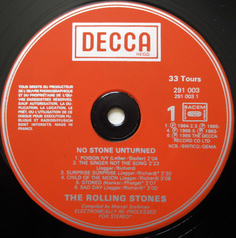 The Rolling Stones: No Stone Unturned - Decca 291003, France 1980, LP