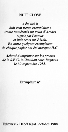 Louis Calaferte - Nuit Close -   France book