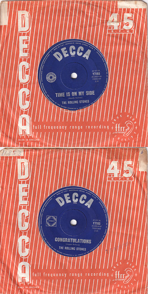 The Rolling Stones - Time Is On My Side - Decca Y 7185 Australia 7" CS