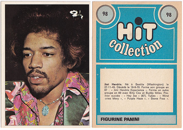 Jimi Hendrix - 1974 Panini sticker - Panini  France sticker