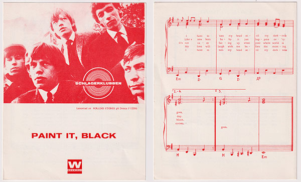 The Rolling Stones: Paint it, Black - Musikförlaget Essex AB, Sweden 1966, sheet music