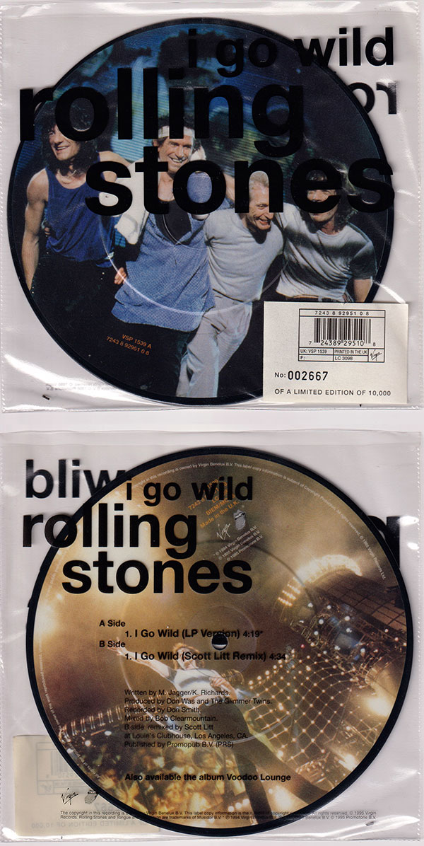 The Rolling Stones: I Go Wild (Scott Litt Remix) - Virgin VSP 1539, UK 1995, 7"