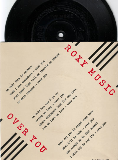 Roxy Music : Over You, 7" PS, UK, 1979 - $ 12.96
