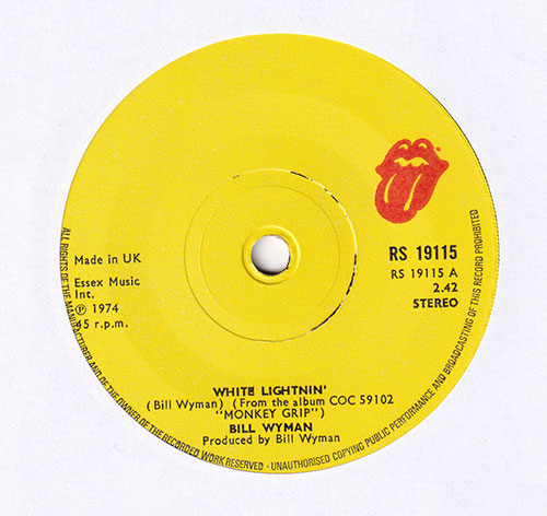 Bill Wyman (Rolling Stones): White Lightnin', 7" CS, UK, 1974 - $ 10.8
