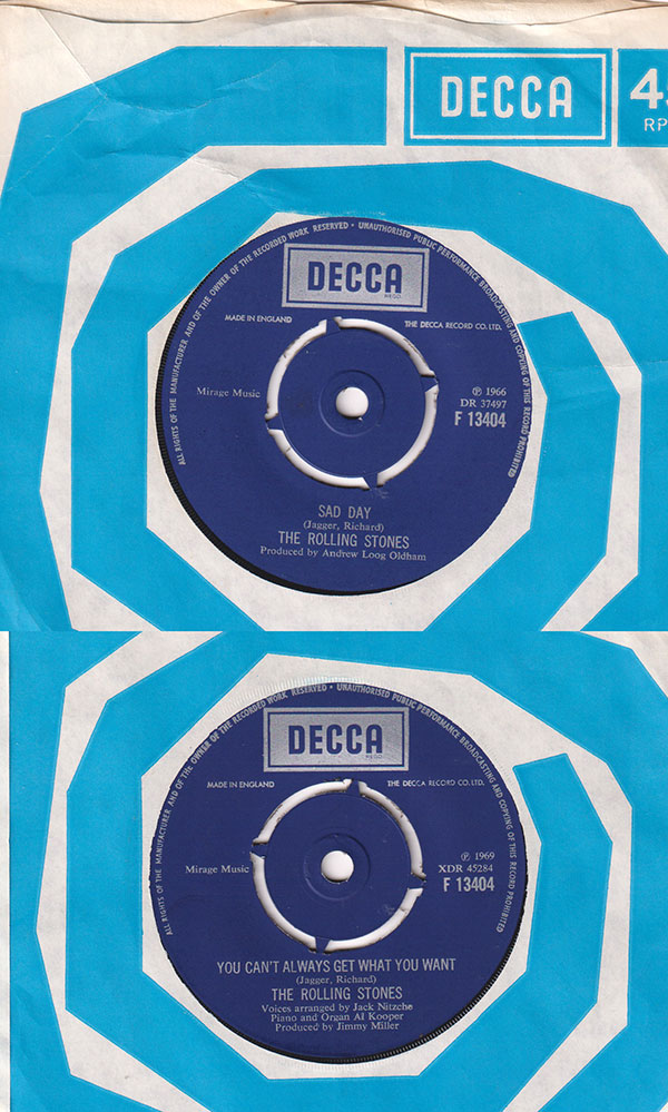 The Rolling Stones: Sad Day - Decca F 13404, UK 1973, 7" CS