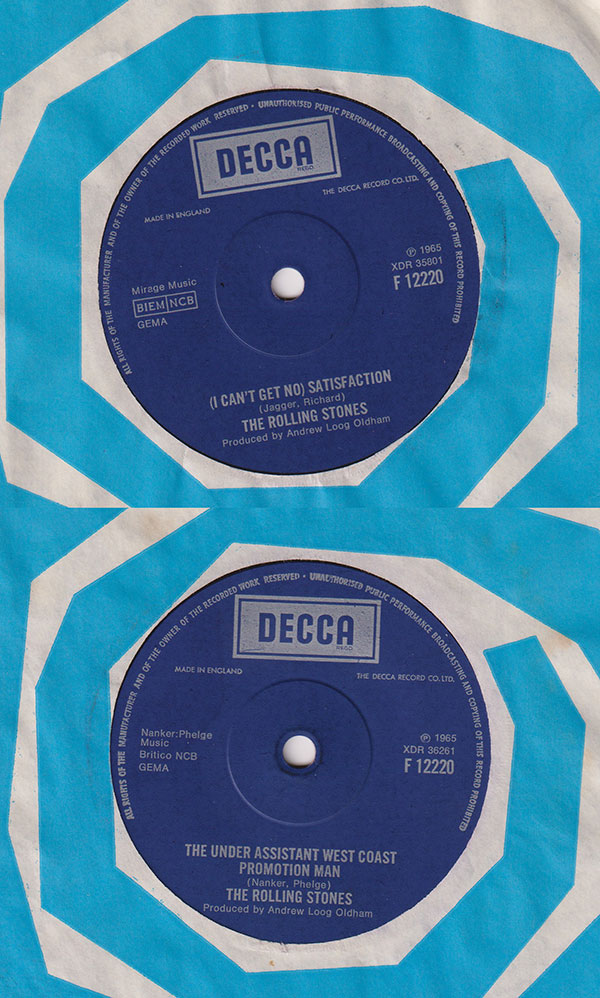 The Rolling Stones: (I Can't Get No) Satisfaction - Decca F 12220, UK 1970, 7" CS
