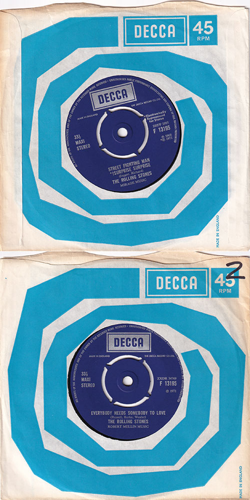The Rolling Stones - Street Fighting Man  - Decca F 13195 UK 7" EP