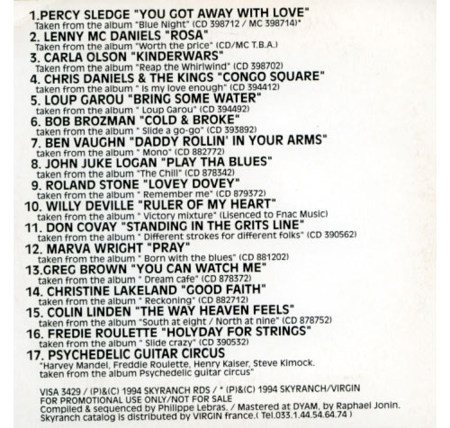 V/A incl. Don Covay, Willy De Ville, Greg Brown, Percy Sledge & more - Sky Ranch audio sampler 1994 - Sky Ranch VISA 3429 France CD
